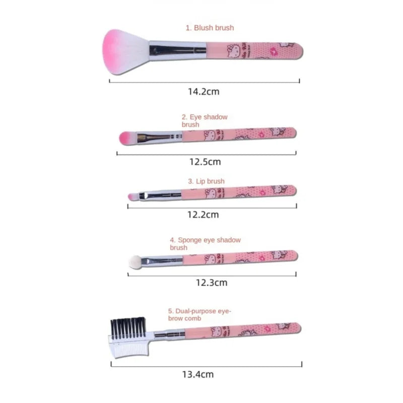 Sanrio cartoon cosmetics cute Hello Kitty makeup brush set blush eyebrow pencil lip gloss eye shadow brush soft hair beauty tool