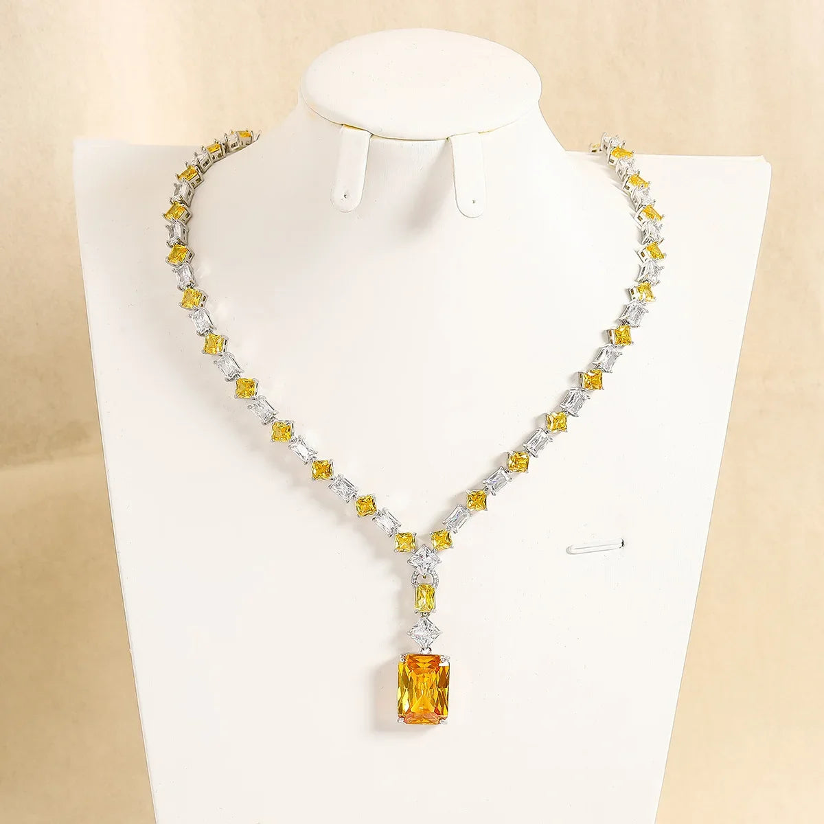 Women Full of Diamonds Rows of Zircon Bracelet Necklace Set