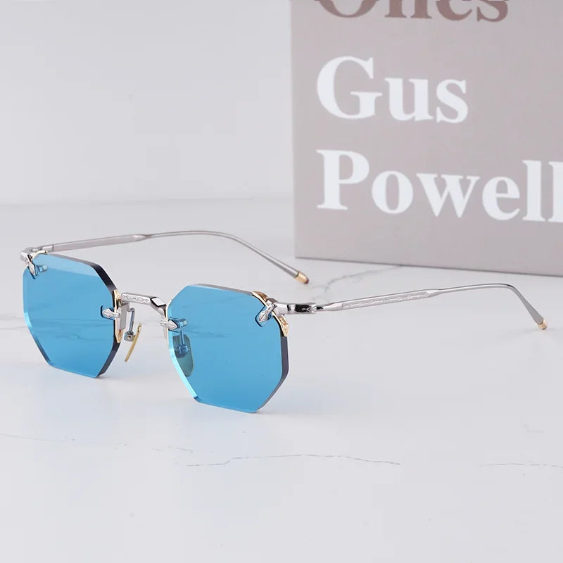 ELDORADO Light Luxury Sliver Boundless Sunglasses for Male Designer Hand Craft Top Quality Rimless Alloy Solar Glasses for Men