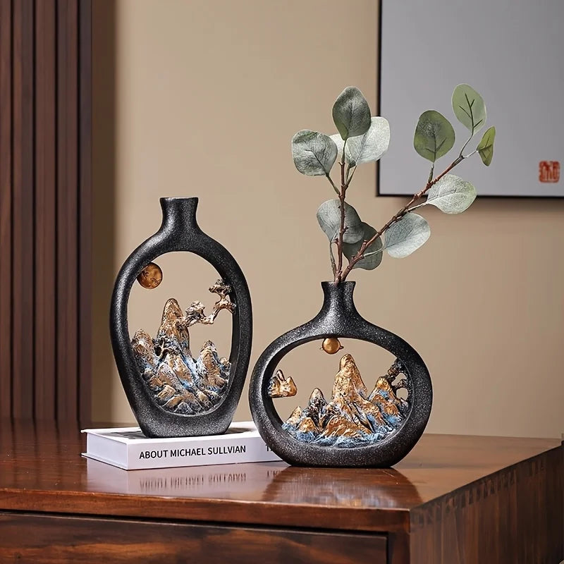 1PC Landscape Retro Decoration - Modern Desktop Vase Display - Suitable for Living Room and Office Vase Decoration