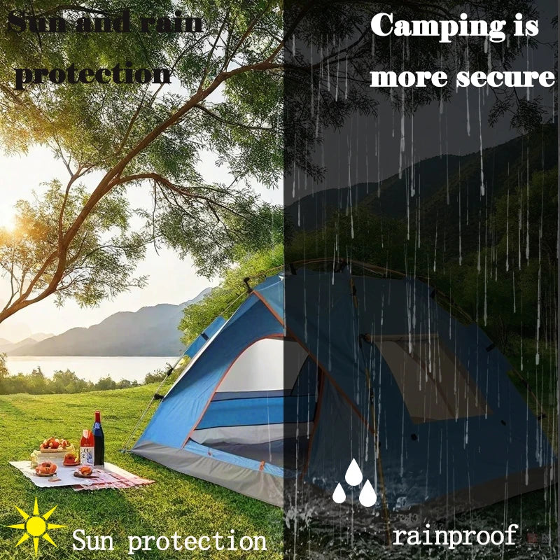 2-Person (blue)/4-Person (white), Extra-Large Tent with Mesh Screen, Lightweight Family Tent|Quick Setup for Park Picnics