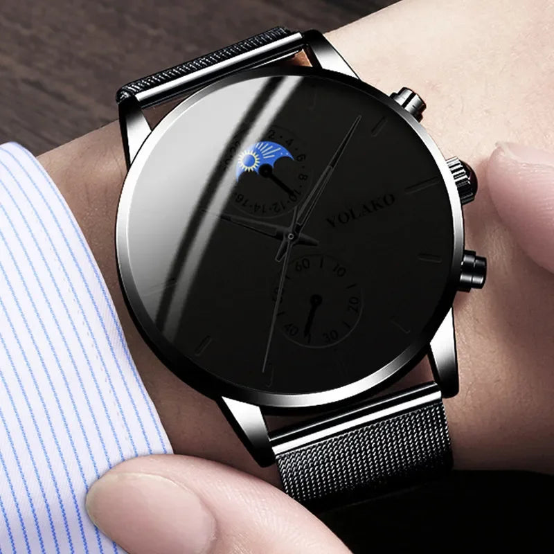 Reloj Hombre Mens Watches Luxury Stainless Steel Mesh Belt Quartz Wristwatch Men Business Calendar Clock Relogio Masculino