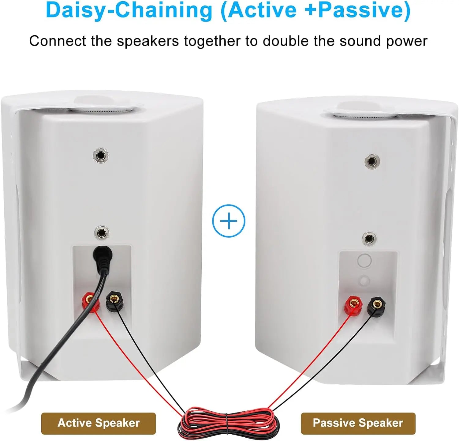 Herdio 6.5" 400W 2PCS Indoor Outdoor Bluetooth Speakers Wall Mount Speakers Waterproof Weather Resistant For Patio Garage Home