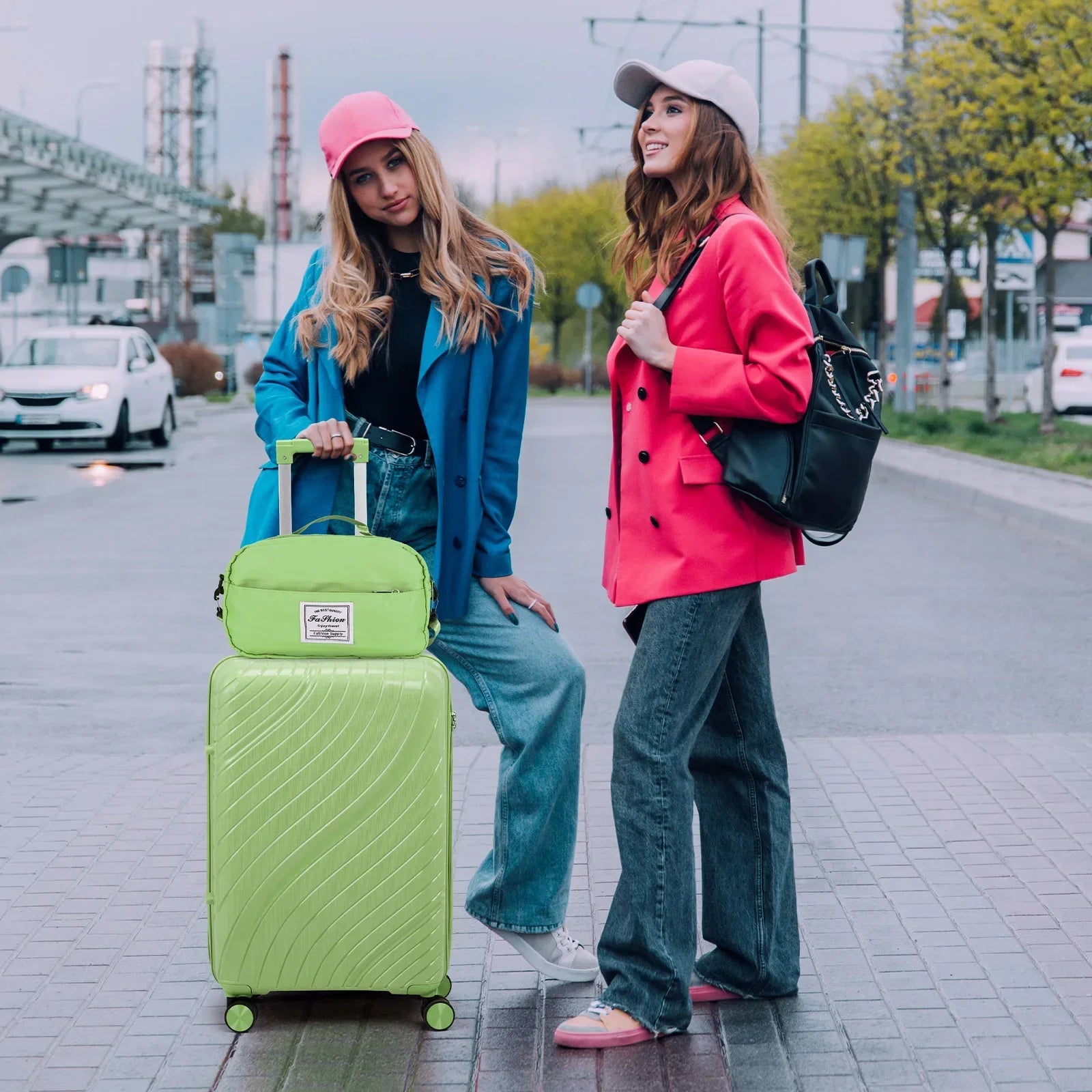 Luggage Sets 5 Piece, PP Hardshell Suitcase Sets with Bags, Carry on Checked Luggage with Spinner Wheels TSA Lock, Lig