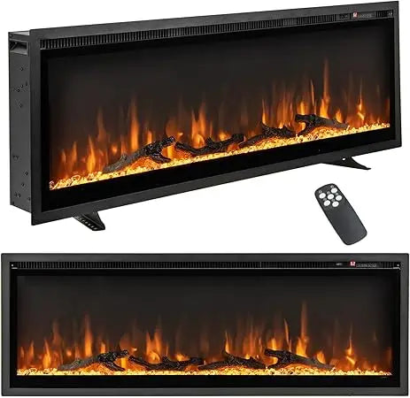 50 Inches Electric Fireplace Inserts, Recessed, Wall Mounted and Freestanding 1500W Slim Fireplace Heater with Remote Control,