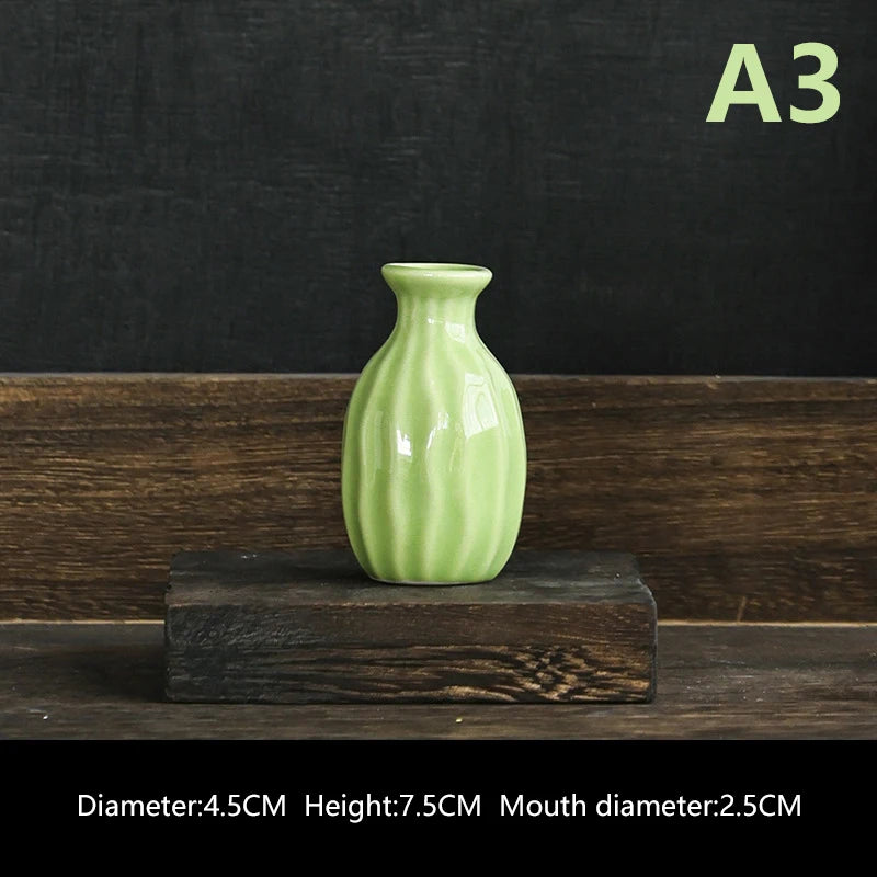 Ins Ceramics Flower Vase Nordic Hydroponics Vases Creative Room Decor Mini Flower Plant Bottle Pots Table Ornament Colorful Vase