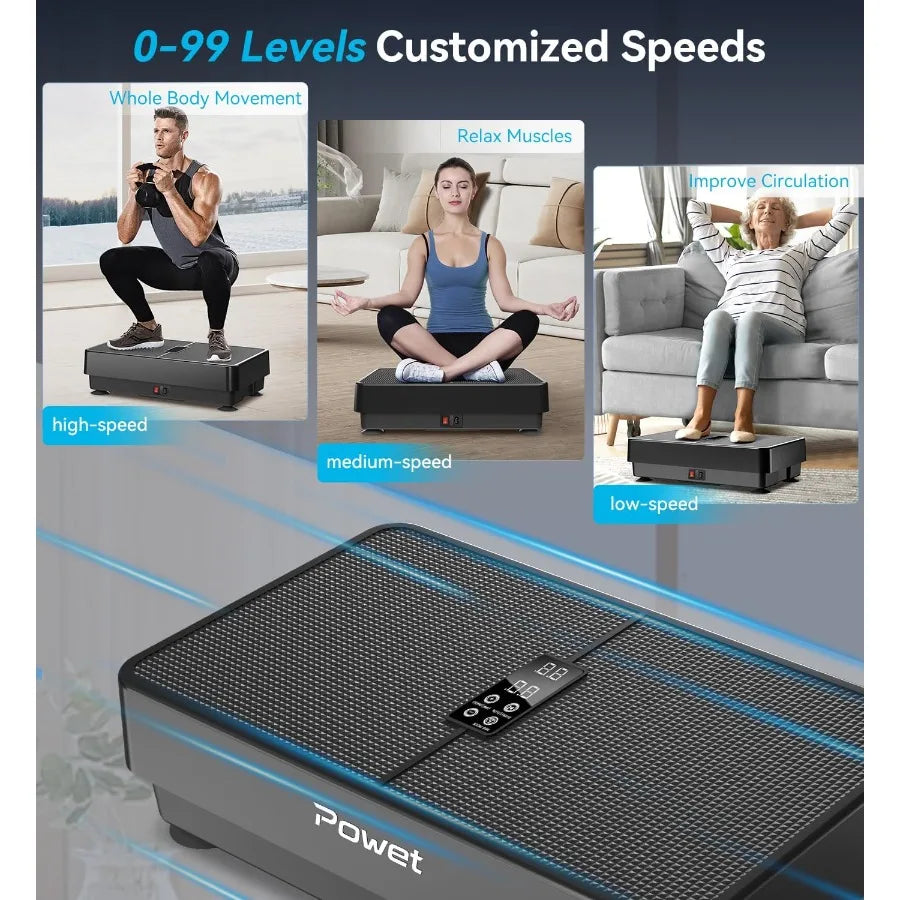 Vibration Plate Exercise Machine 99 Speed Levels with 5 Setting Modes 400LBS Whole Body Workout Waver Vibration Plate for Lymph