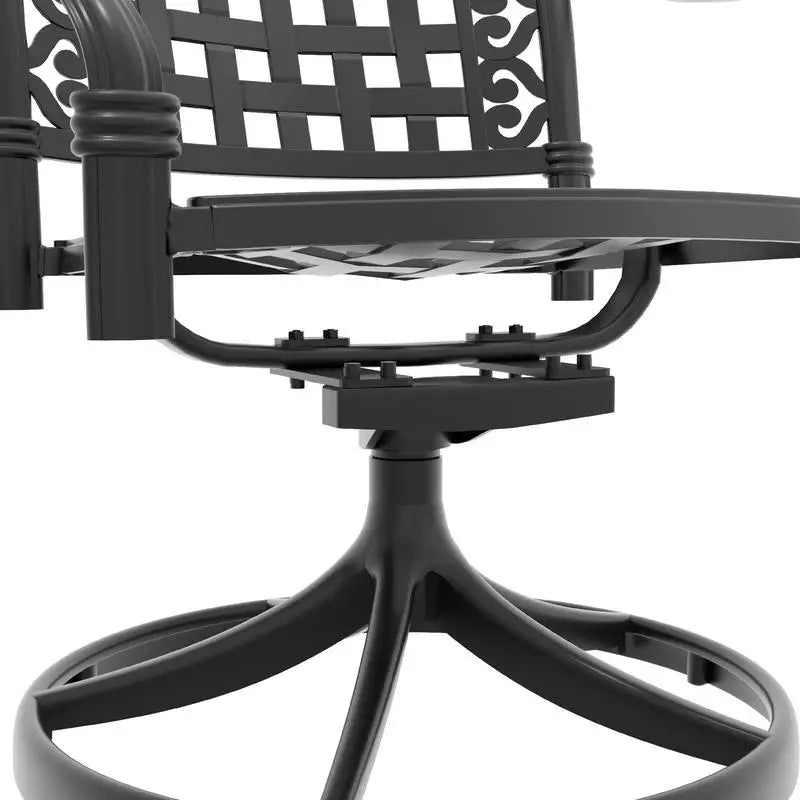 2PCS Aluminum Patio Swivel Chairs with Black Frame and Random Color Cushions