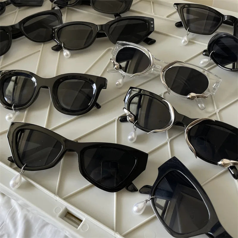 Pearl earrings water drop Designer sunglasses personalized niche sunglasses cat eye glasses for men and women