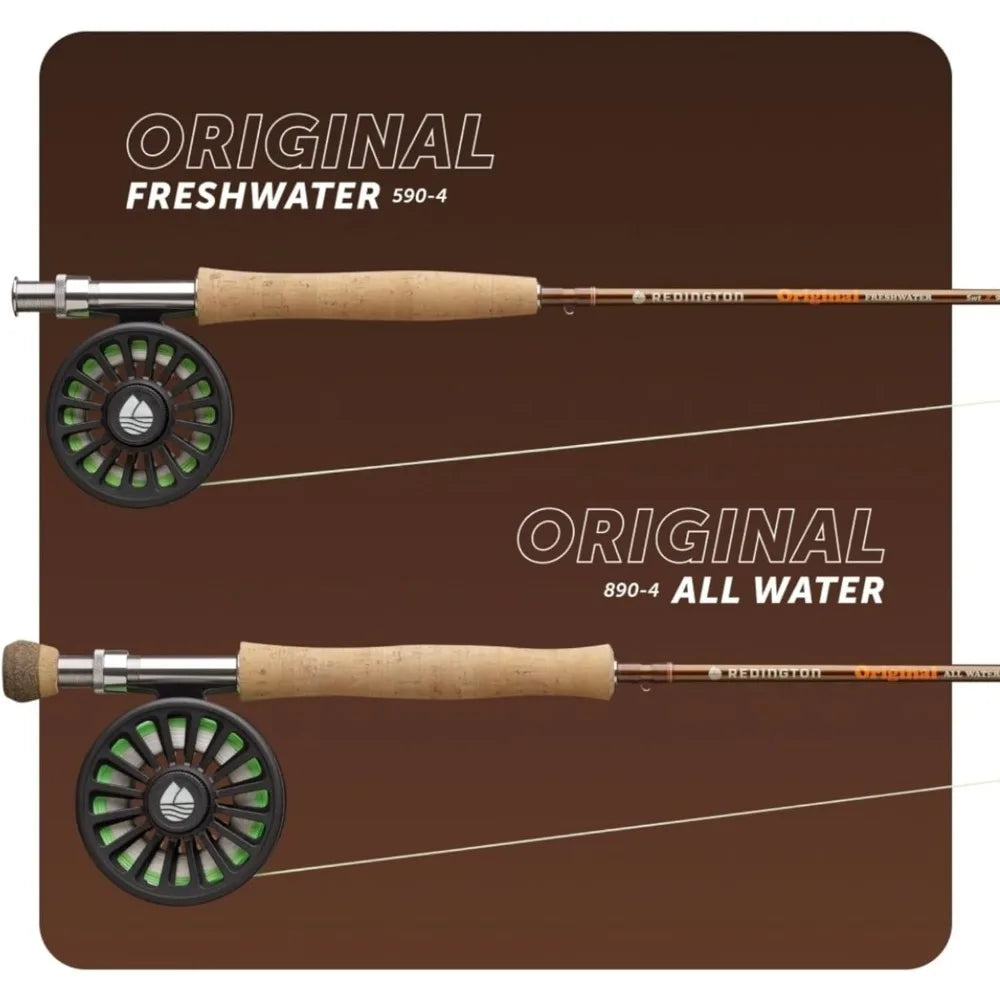 Original Fly Fishing Rod and Reel Combo Kit – 9’ 4-Piece Medium Action Rod, Crosswater Reel, Rio Fly Line, Leader, and Travel C