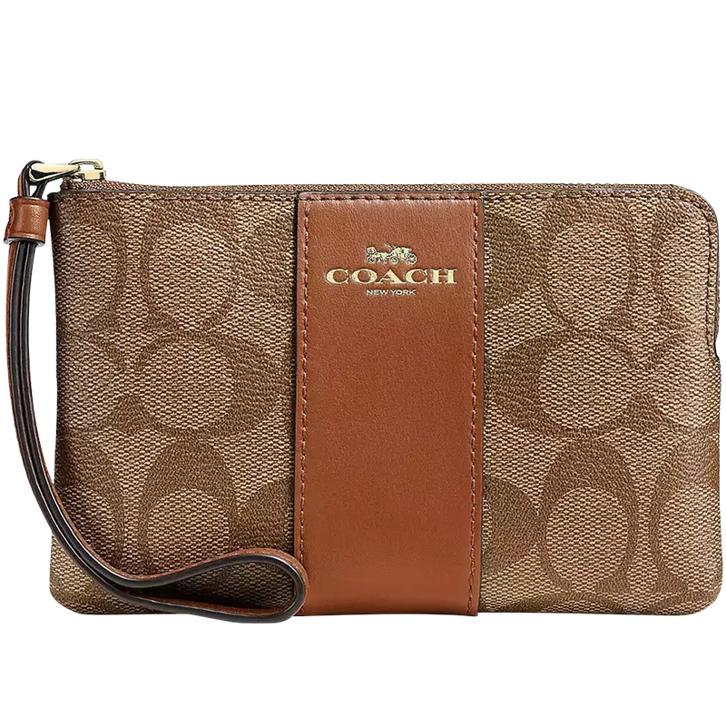 Corner Zip Wallet Wristlet Bag Travel Wallet In Signature Canvas With Stripe,CS602