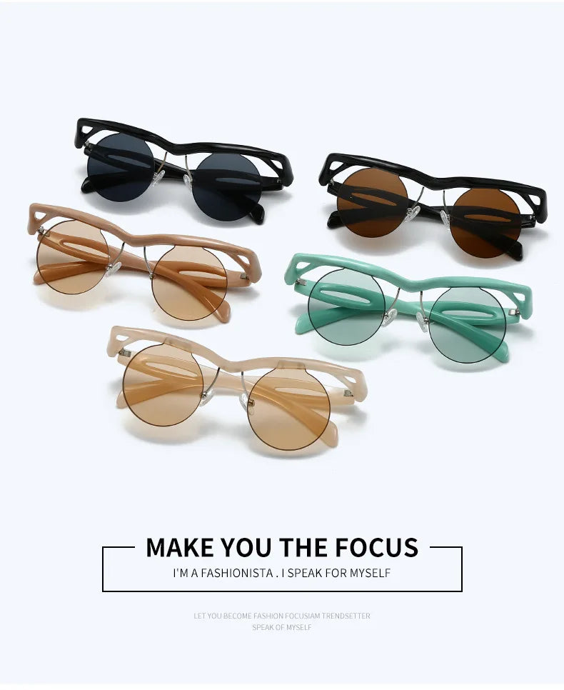 Unique Round Sunglasses for Women Men Fashion Punk Cool Decoration Sun Glasses High Quality Goggles Shades