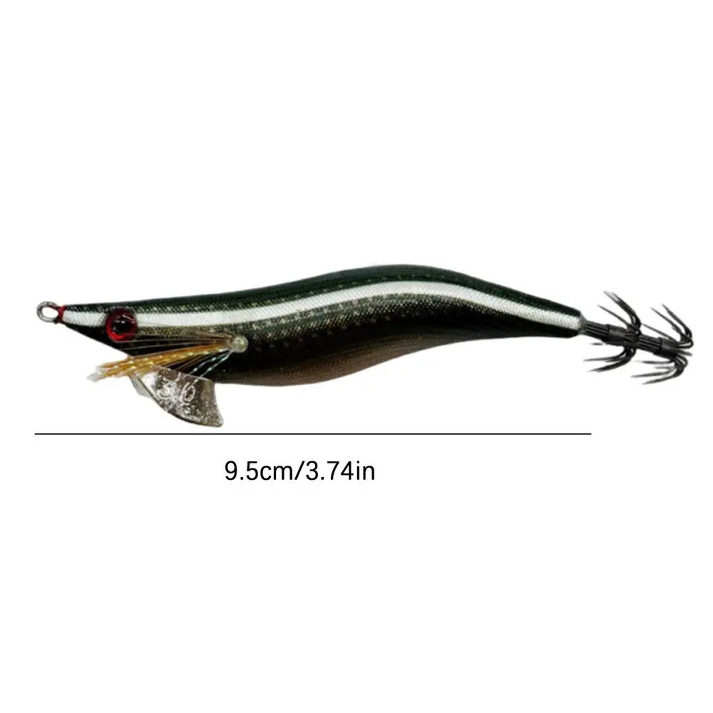 Wooden Shrimp Squid Hook Fluorescent Artificial Fishing Baits Realistic Simulation Fish Luring Tools For Sea Freshwater