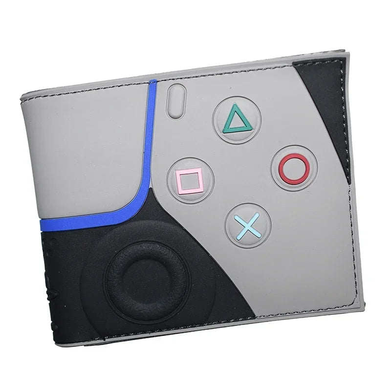 7 Color Game Controller Design Wallet PVC Short Purse with Zipper Coin Pocket for Game Cosplay