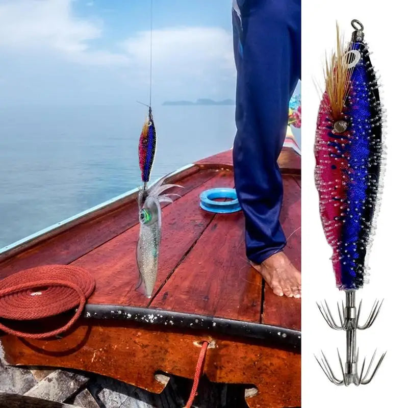 7.5cm horizontal Squid Jigs Fishing Lure Artificial Squid Hook Plated Jigging Baits For Sea Fishing Cuttlefish Luminous