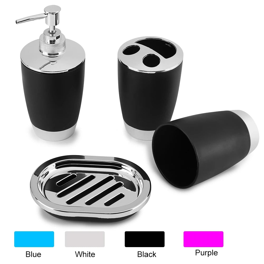 4Pcs/Set Bathroom Suit Accessories Includes Cup Toothbrush Holder Soap Dish Dispenser Bathroom Suit Accessories