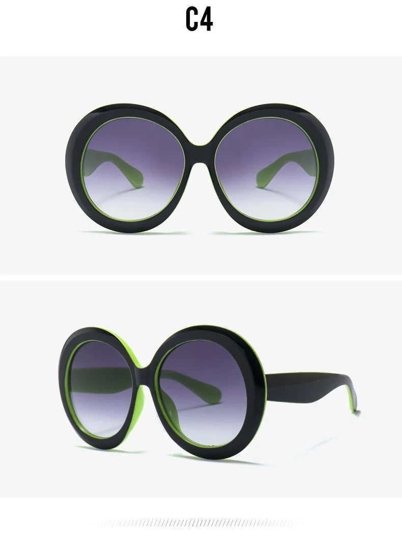 Unisex Big Round Sunglasses Women 2023 New Fashion Retro Oversized Sun Glasses Vintage Gradient Black Shades Luxury Eyewear