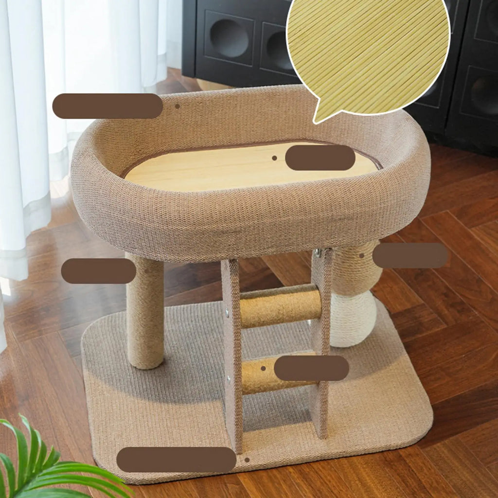 Small Cat Tree Tower with Perch Bed Scratching Post Pet Accessories Training Toy Multifunctional for Indoor Cats Kittens Condo