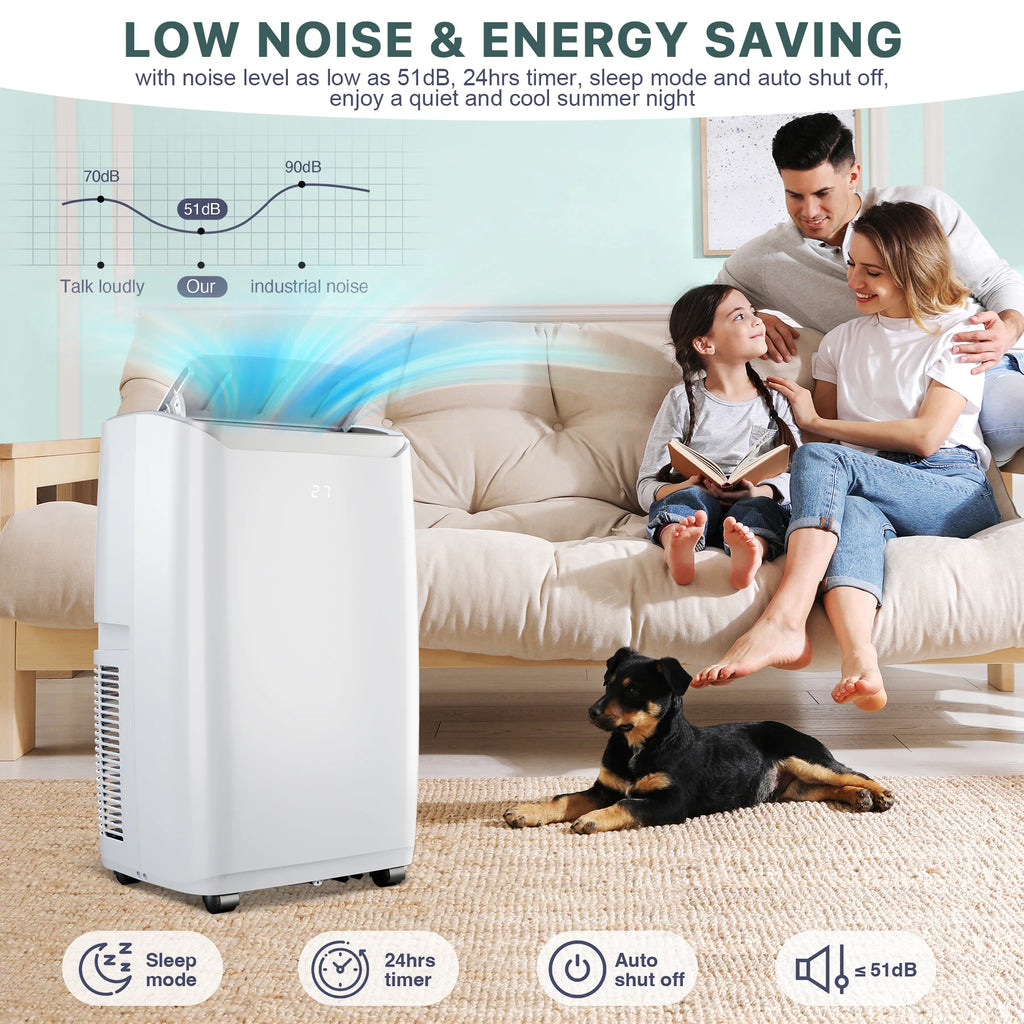 Portable Room Air Conditioners 12000 BTU AC Unit with Multi-Speed Fan, Dehumidifier Mode, Easy-to-Clean Washable Filter, White