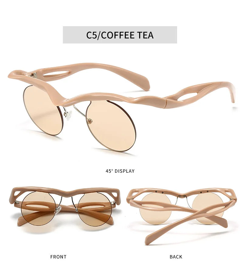 Unique Round Sunglasses for Women Men Fashion Punk Cool Decoration Sun Glasses High Quality Goggles Shades