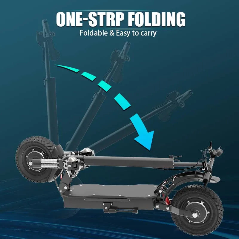 Up to 65km/h 80km 1200W 2500W Adults Electric Scooters 48V/52V Motor 10'' Pneumatic Tires Foldable E Scooter 200kg Loading