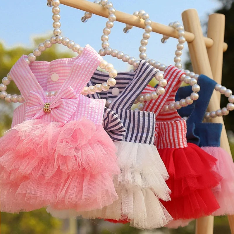 Pet clothes dog dress cute color skirt Suspender skirt pet supplies