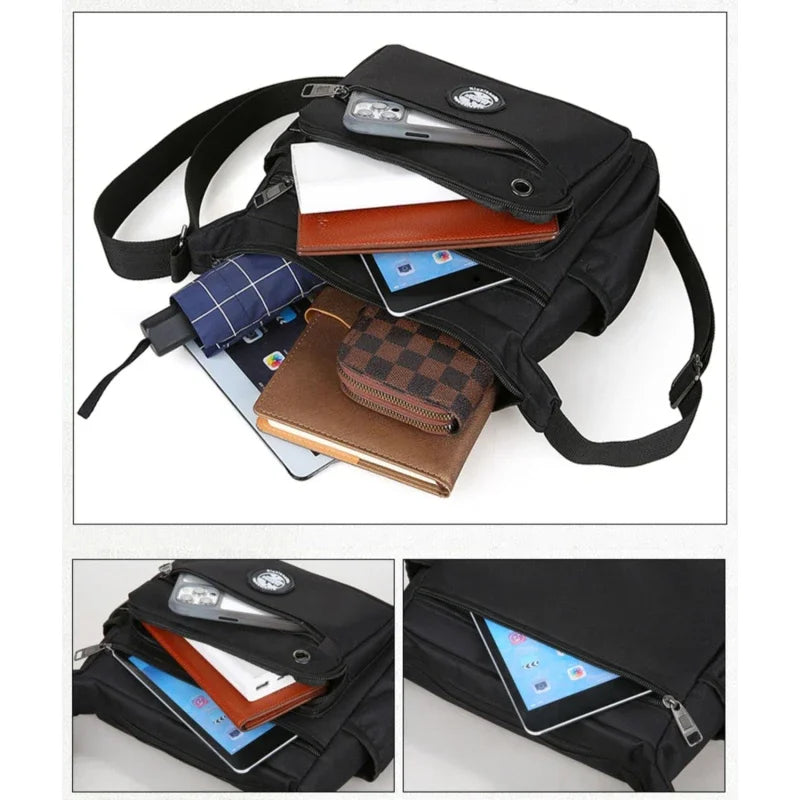 New Men's Crossbody Bag Leisure Oxford With Zip Shoulder Bag Multi-function Portable Simple Crossbody Mobile Phone Bag