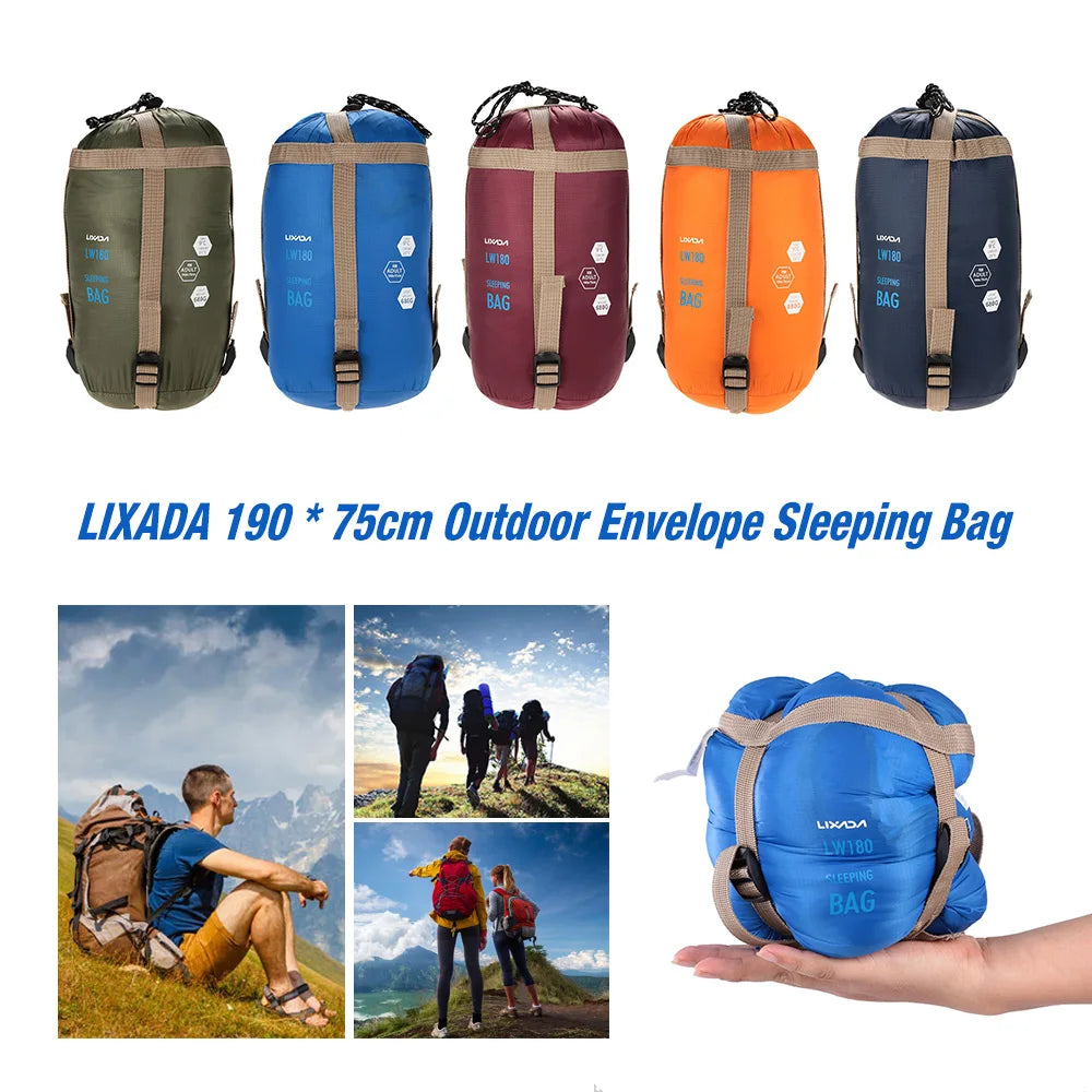 LIXADA Envelope Sleeping Bag Adult Camping Outdoor Mini Walking beach Sleeping Bags Ultralight Travel Bag Spring Autumn