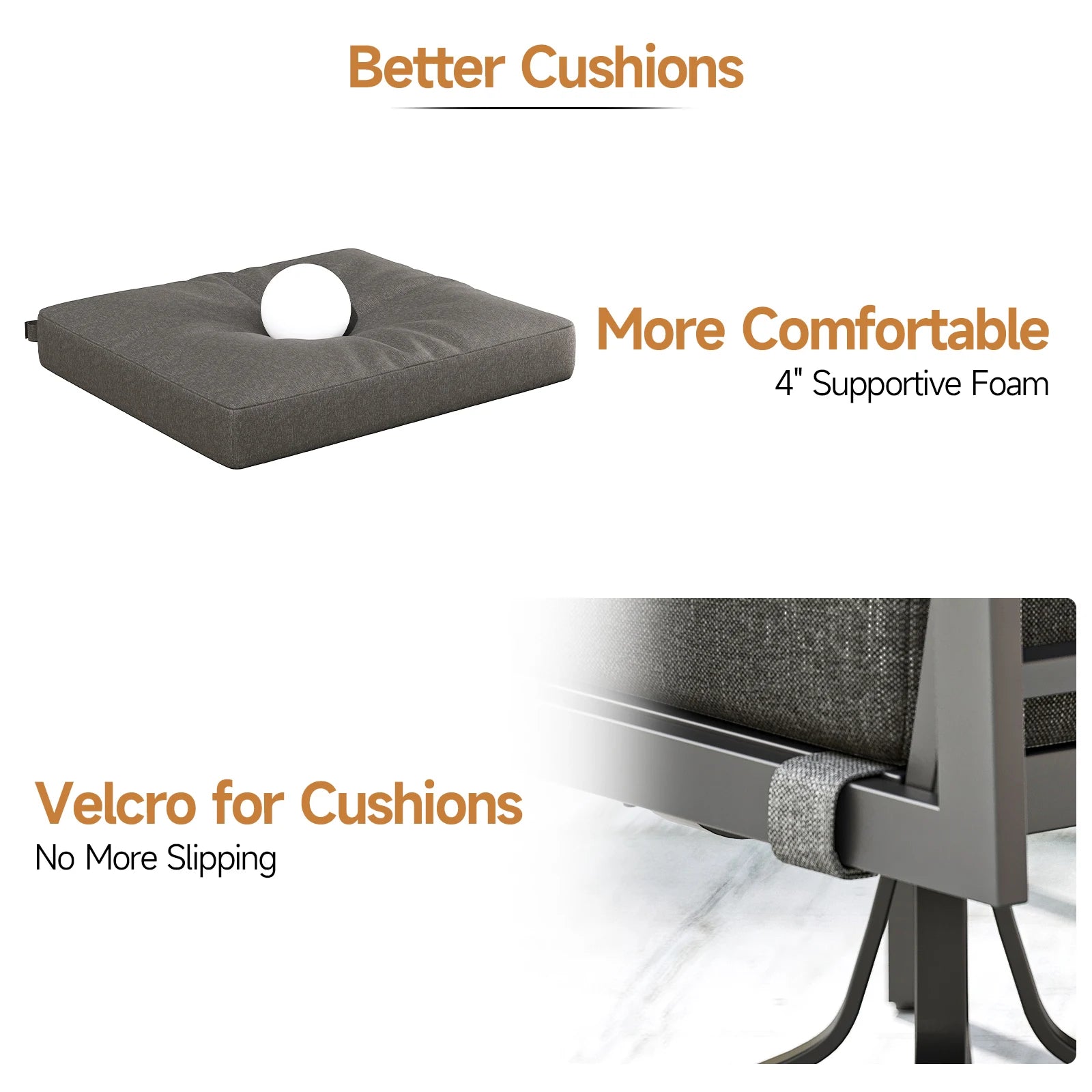 Patio Sofa Set, Outdoor Patio Conversation Set with Swivel Chairs, Coffee Table, End Table for Porch, Backyard, Front Deck