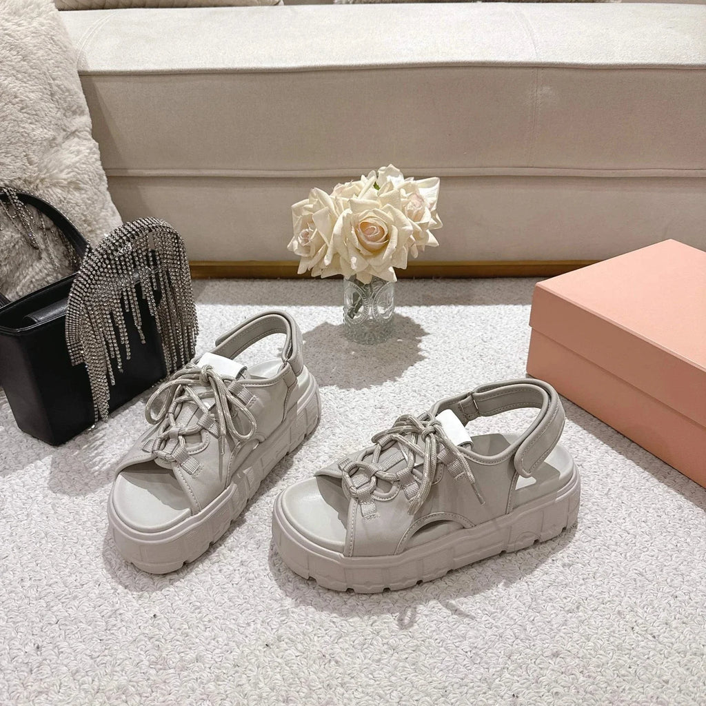 Shoes Women Size35-41 Genuine Leather Sandals Super High Heels Flat Platform Pumps Pleated Designer Shoes Zapatillas De Mujer