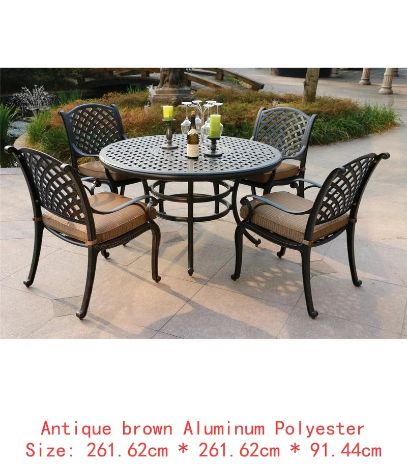 4-Pc 51.97" Long Dining Set w/ Cushions, Navy Blue Outdoor Furniture