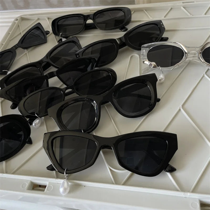 Pearl earrings water drop Designer sunglasses personalized niche sunglasses cat eye glasses for men and women