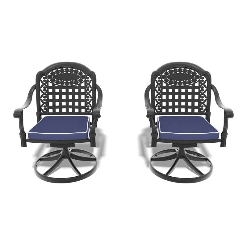 2PCS Aluminum Patio Swivel Chairs with Black Frame and Random Color Cushions