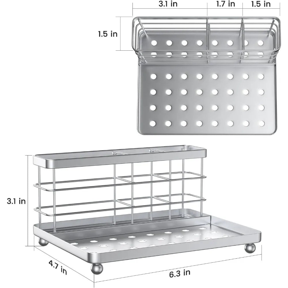 Toothbrush Holders for Bathroom, Toothbrush Holder with Tray, Stainless Steel Holder for Toothbrush Toothpaste, Tooth Brushing