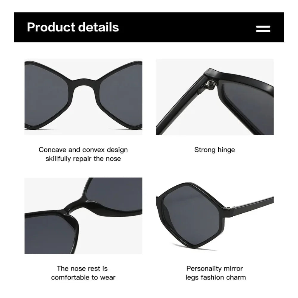 2025 Sunglasses for Women Rhombus Clear Blue Sun Glasses Irregular Vintage Small Frame Goggle UV400 Ladies Lentes De Sol Mujer