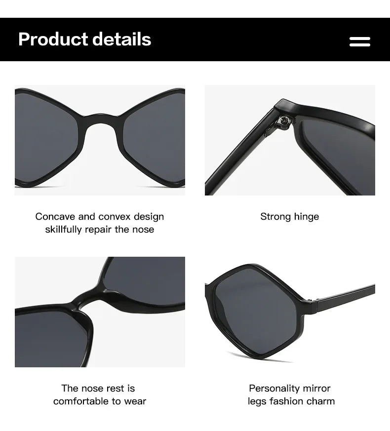 2025 Sunglasses for Women Rhombus Clear Blue Sun Glasses Irregular Vintage Small Frame Goggle UV400 Ladies Lentes De Sol Mujer