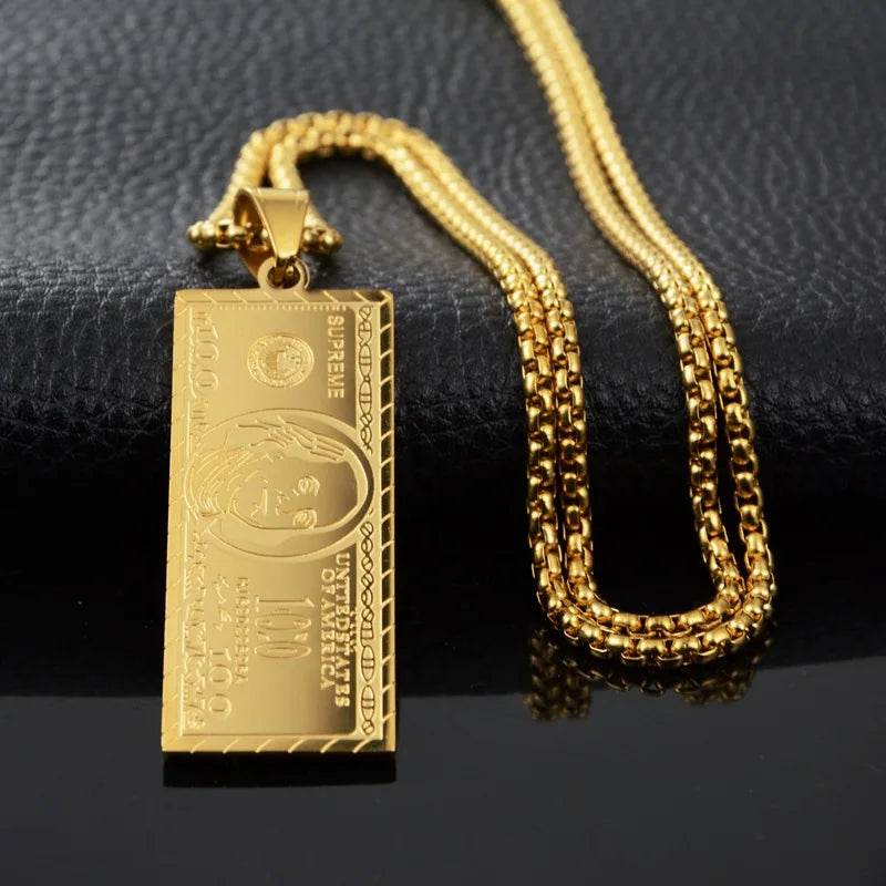 Hip-hop Accessories Party Gifts Dollar Pendant Men's Fashion Necklace,Birthday Gifts, Small Bills Valentine's Day