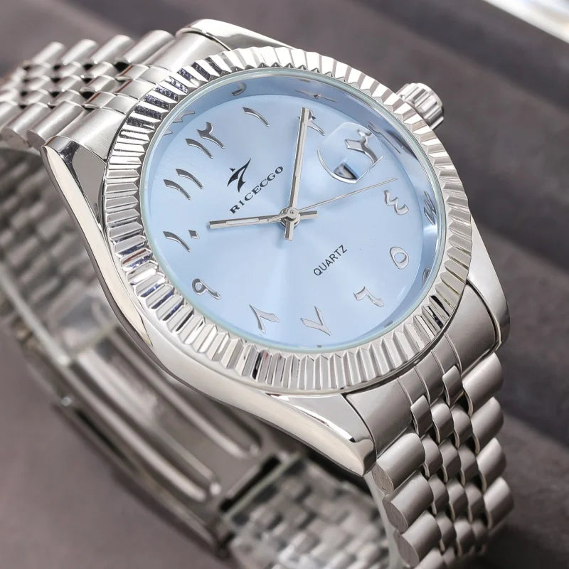 New Men Date Watches High-end Luxury Casual Calendar Stainless Steel Business WristWatch Leisure Sport WristWatch Clock