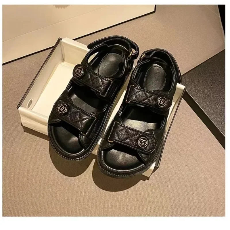 Summer Fashion Leather Women's Sandals Female Flats for Women's Rome Platform Sandals