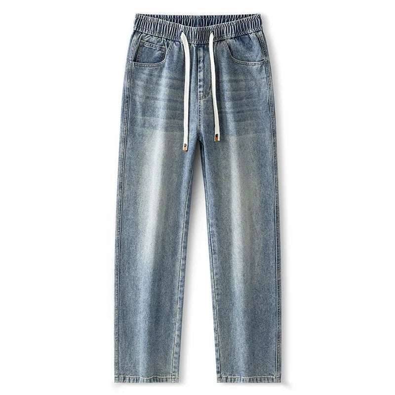 2025 Autumn/Winter New Youth Trendy Full Elastic Thickness Non Elastic Straight leg Jeans