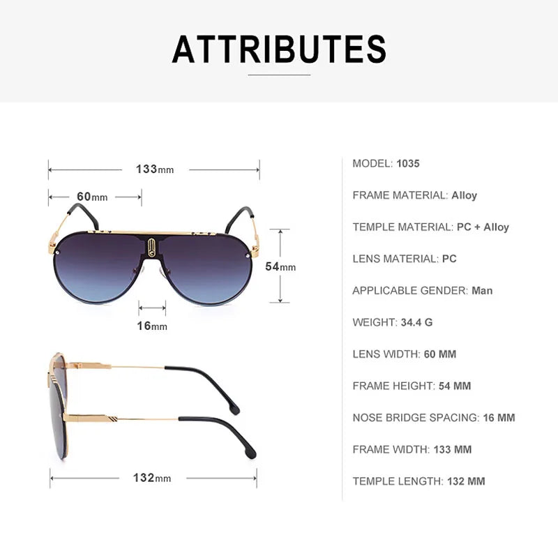 Classic Pilot Sunglasses Women For Men Vintage Big Frame Punk Luxury Brand Designer Outdoor Driving Metal Popular Sun Glasses UV