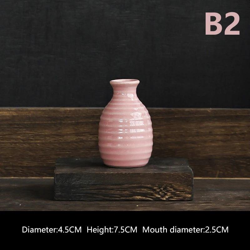 Ins Ceramics Flower Vase Nordic Hydroponics Vases Creative Room Decor Mini Flower Plant Bottle Pots Table Ornament Colorful Vase