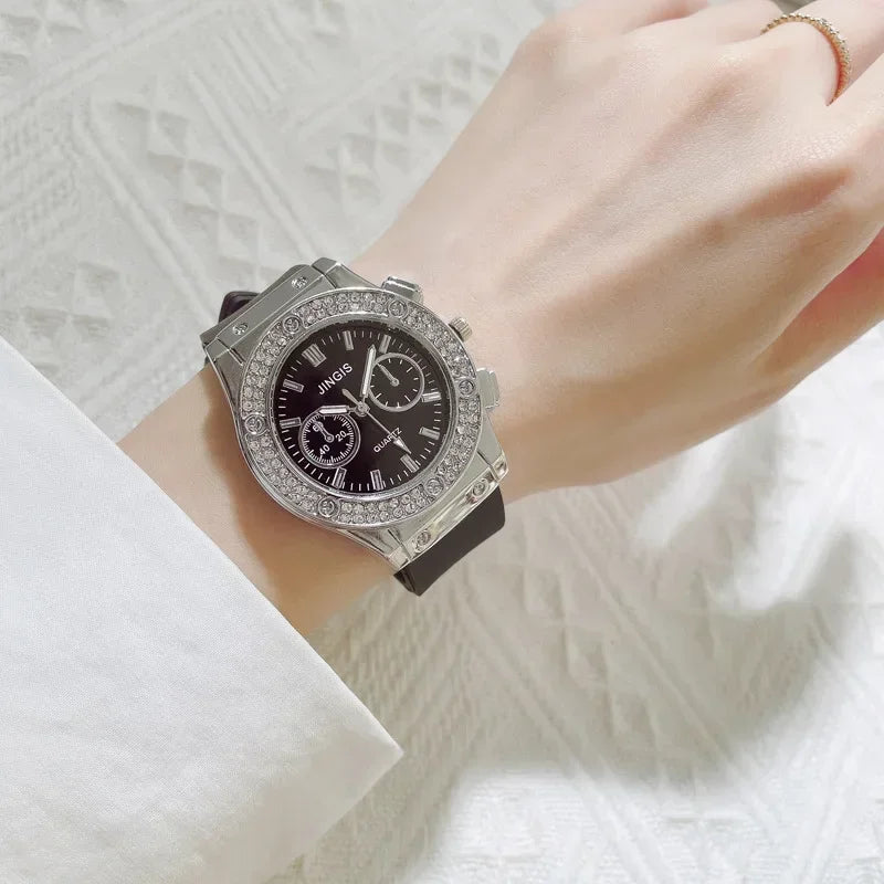 Fashion Women Watches Luxurious Brand Casual Diamond Female Rubber Quartz Wristwatches Simple Sport Clock Relogio Feminino