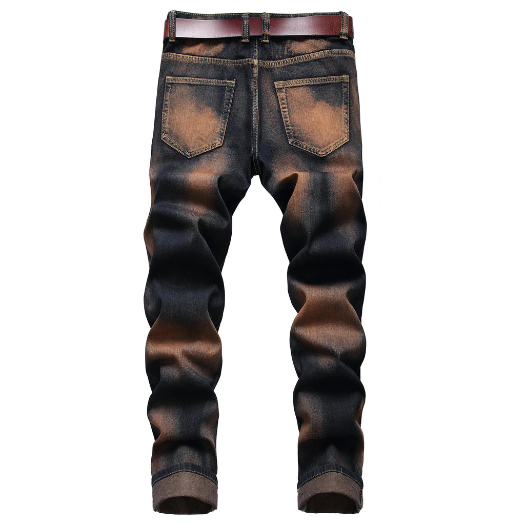 Men's Classic Retro Slim Fit Jeans with Holes; Men's Ripped Denim Pants; Men's Gradient Casual Pants LY051