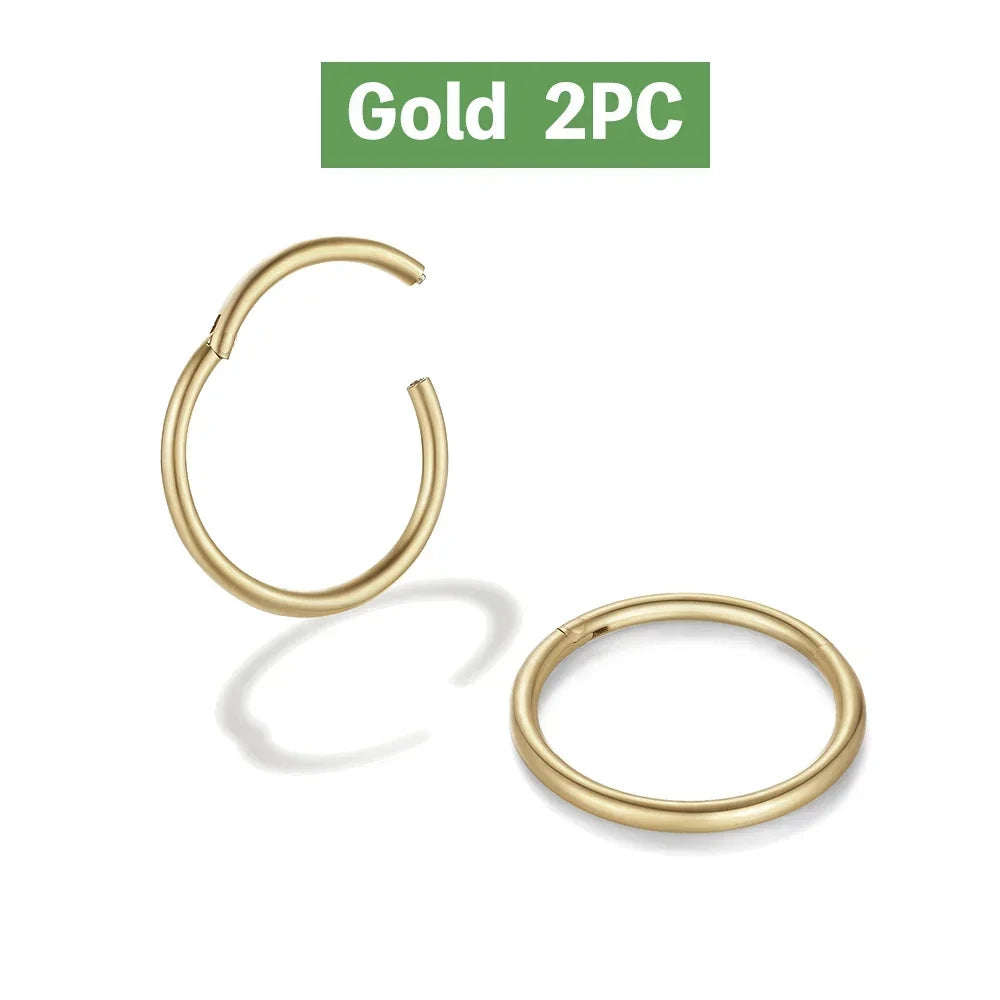 2/8PCS Seamless 316L Stainless Steel Nose Ring Hoop Earrings for Women Men Septum Helix Tragus Ear Piercing Jewelry Tiny 6-12mm