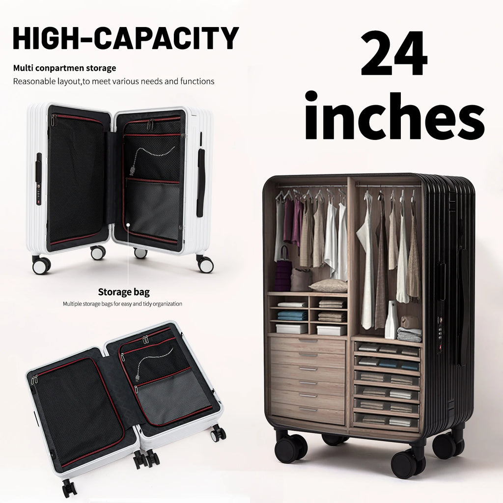 Classic Fashion Unisex New Roller Luggage Letter Design Large Capacity Business Travel Luggage