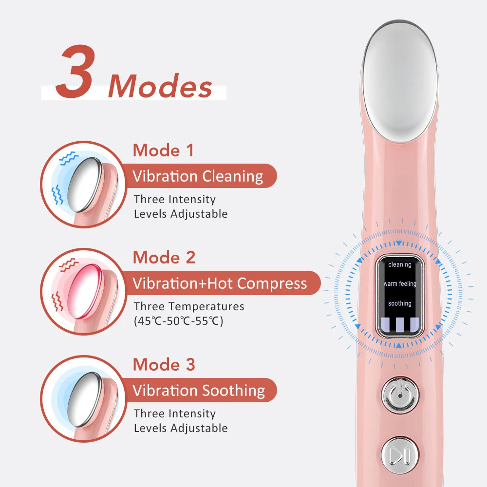 Eye Beauty Device Facial Massager Hot Compress Vibration Eye Massage Tool for Relax Eye Dark Circles Eye Bags Puffiness Skincare