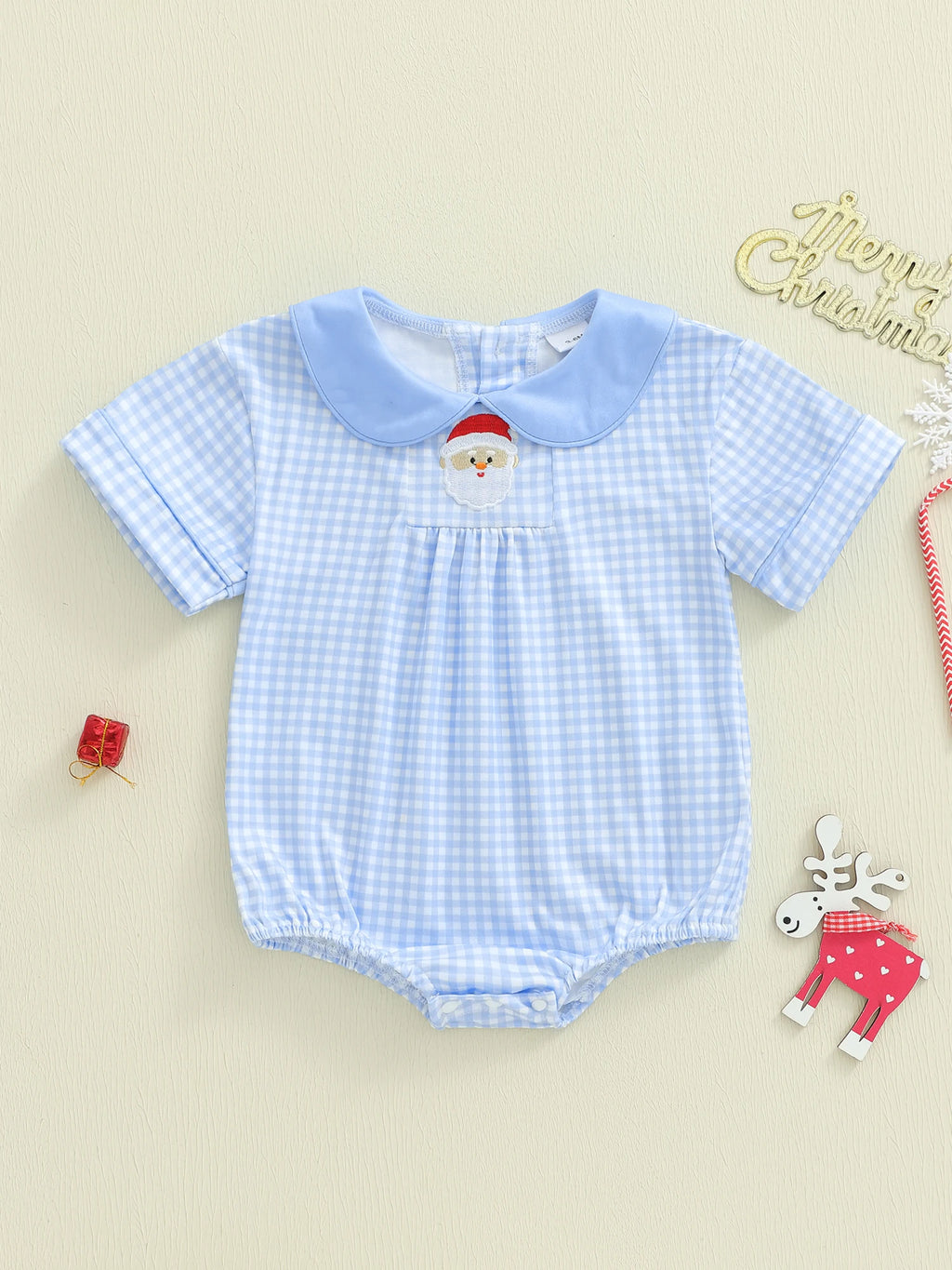 Christmas Reindeer Snowflake Knit Sweater Jumpsuit Elk Embroidered Long Sleeve Round Neck Romper for Baby Girls Boys