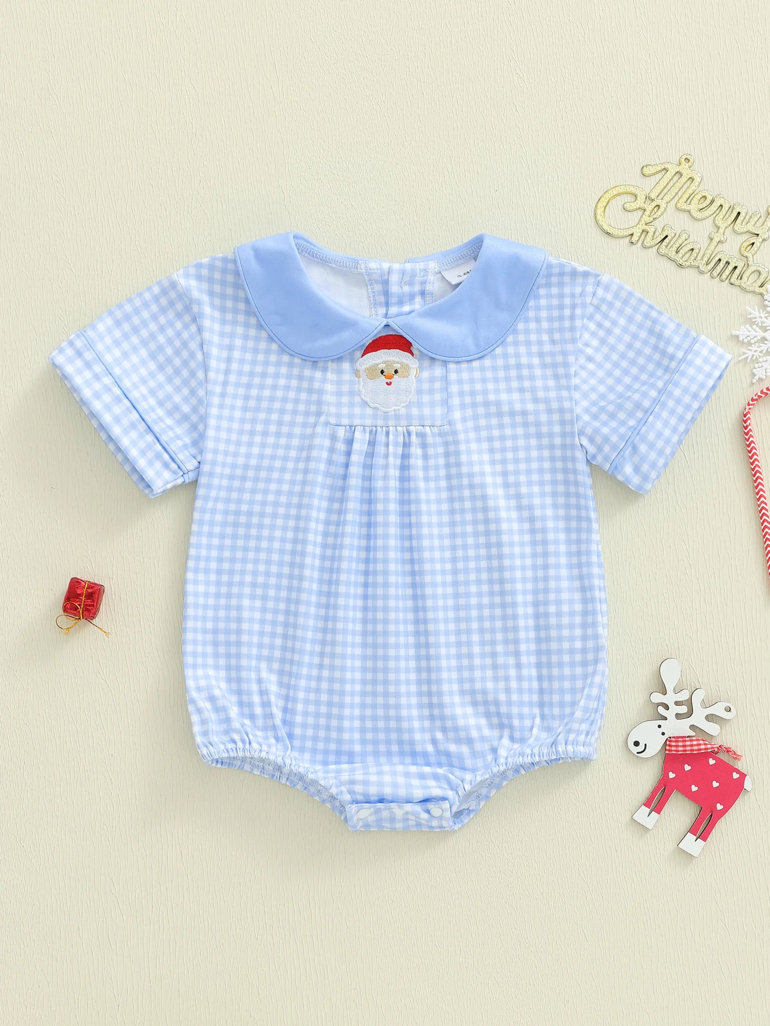 Christmas Reindeer Snowflake Knit Sweater Jumpsuit Elk Embroidered Long Sleeve Round Neck Romper for Baby Girls Boys