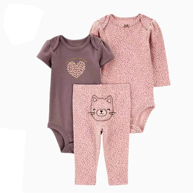 2025 Baby Girls Clothes Autumn Spring Newborn Infant Outfit Cotton Bodysuit Top And Bottom Pants Kids Toddler Clothing Set 6-24M